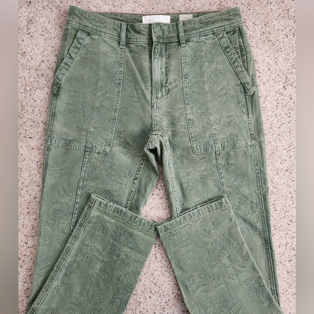 Anthropologie The Wanderer Green Leaf Print Pants